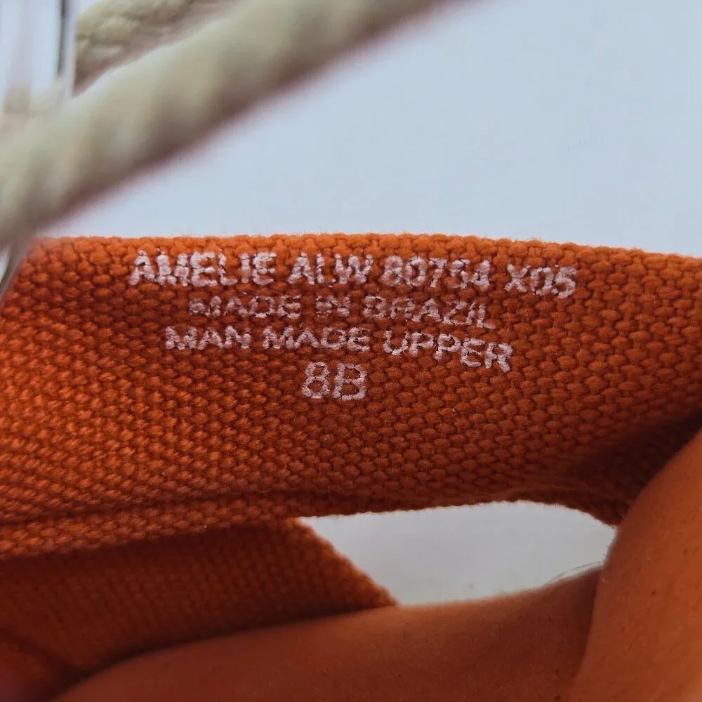 Lauren Ralph Lauren Size 8B Amelie Orange Lace Up Sandals Espadrille Wedge Heels
